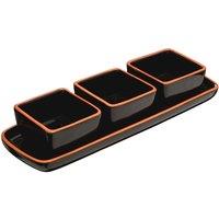 Premier Housewares Black Calisto Square Dishes On Tray - Set of 3