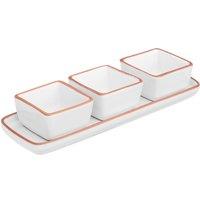 Premier Housewares White Calisto Square Dishes On Tray - Set of 3