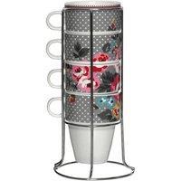 Premier Housewares Pippa Mugs with Stand - Set of 4