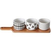 Premier Housewares Patterned Round Dishes with Soiree Serving Board - Set of 3