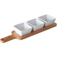 Premier Housewares White Square Dishes with Soiree Serving Board - Set of 3