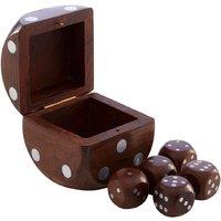 Premier Housewares Premier Churchill Dice Box With 5 Dice - Sheesham Wood, Brown