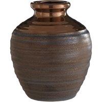 Premier Housewares Zamak Barrel Vase Metallic Ceramic - Small, Brown