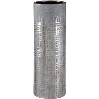 Premier Housewares Embra Ceramic Flower Vase in Grey/Silver Finish - Large, Grey