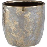 Premier Housewares Orvena Large Ceramic Flower Pot Grey/Gold, Gold