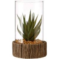 Premier Housewares Small Faux Succulent with Natural Stone Base, Brown