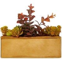 Premier Housewares Mixed Faux Succulents in Ceramic Gold Pot, Gold