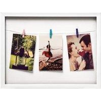 Premier Housewares Washing Line Photo Frame 3 Peg - White Plastic Frame, White