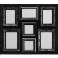 Premier Housewares Multi Photo Frame, 7 Photo Black Plastic Frame - 5 Rectangular, 1 Square, Black