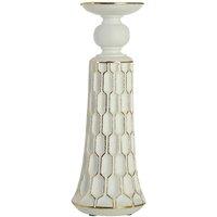 Premier Housewares Honeycomb Large Candle Holder - White/Gold Polyresin, White
