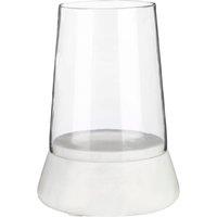 Premier Housewares Sena Hurricane Candle Holder - White Marble/Glass, Brown