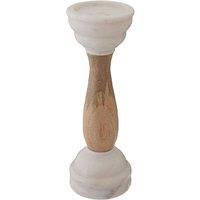 Premier Housewares Sena Candle Holder - Marble/Mango Wood White, White