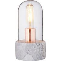 Premier Housewares Lamonte Bell Lamp (24cm) in Clear Glass Cloche with Grey Marble Base
