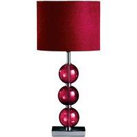 Premier Housewares Mistro Table Lamp with Red Orb Chrome Base & Red Faux Suede Shade