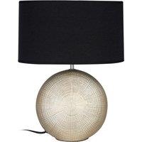 Premier Housewares Whisper Table Lamp in Gold Ceramic with Black Fabric Shade