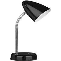 Premier Housewares Desk Lamp in Black Gloss Chrome with Flexible Stem