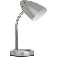 Premier Housewares Desk Lamp in Grey Gloss Chrome with Flexible Stem