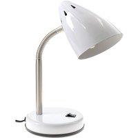 Premier Housewares Desk Lamp in White Gloss Chrome with Flexible Stem