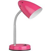 Premier Housewares Desk Lamp in Pink Gloss Chrome with Flexible Stem