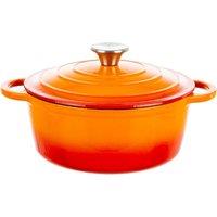 Robert Dyas Cast Iron Casserole Pan - 22cm, Orange