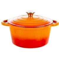 Robert Dyas Cast Iron Casserole Pan - 24cm, Orange
