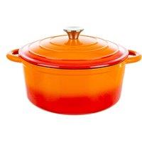 Robert Dyas Cast Iron Casserole Pan - 26cm, Orange