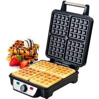 Geepas GWM36503UK 1100W 4 Slice Non-stick Waffle Maker - Silver, Silver