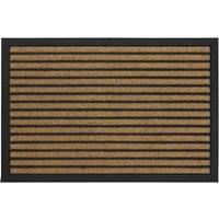 JVL Vienna Heavy Duty Scraper Striped Entrance Door Mat - 40 x 60cm, Brown