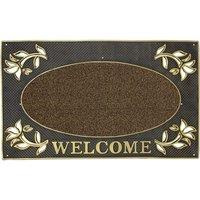 JVL 45 x 75cm Metallic Look Hard Wearing PVC Door Mat - Gold/Black, Brown