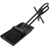 JVL Purbeck Hearth Fireside Tidy Brush Set, Black