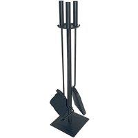 JVL Malham Contemporary Fireside Companion Tool Set, Black