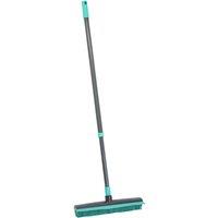 JVL Indoor Extendable Rubber Bristle Brush Broom with Squeegee Turquoise/Grey