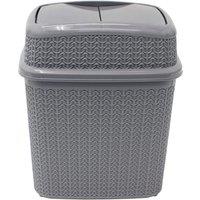 JVL Knit Design Loop Plastic 10 Litre Push Top Bin Grey 28 x 21 x 32.5 cm