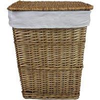 JVL Classic Honey Tapered Willow Wicker Lined Washing Linen Laundry Basket 57 x 45 x 32 cm