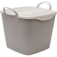 JVL Funktional Medium 25 Litre Plastic Storage Container with Lid Grey 41x37xH35cm, Grey
