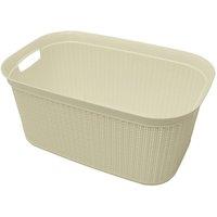 JVL 38L Knit Design Rectangular Linen Washing Basket - White