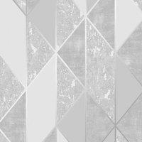 SUPERFRESCO COLOURS MILAN GEO SILVER WALLPAPER, Silver