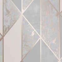SUPERFRESCO COLOURS MILAN GEO ROSE GOLD WALLPAPER, Multi