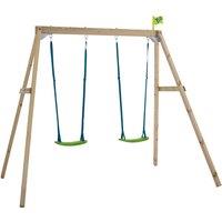 TP Toys Wooden Double Swing Set, Brown