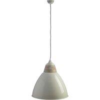 Premier Housewares Oslo Extra Large Pendant Light in Iron/Wood - White, White