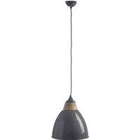 Premier Housewares Oslo Large Pendant Light in Iron/Wood - Grey, Grey