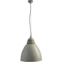 Premier Housewares Oslo Large Pendant Light in Iron/Wood - White, White