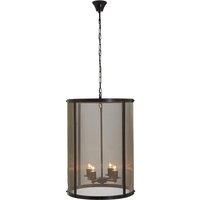 Premier Housewares Hampstead Large Pendant Light in Iron with Gauze - Antique Black/Gold Finish, Black