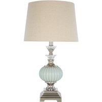 Premier Housewares Ulyana Table Lamp with Natural Shade, Blue