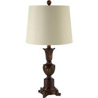 Premier Housewares Pembroke Table Lamp in Bronze Finish with Grey Shade, Brown