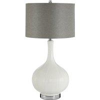 Premier Housewares Pandora Table Lamp in White Ceramic with Grey Shade, White