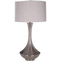 Premier Housewares Lana Chrome Table Lamp with Natural Fabric Shade, Grey