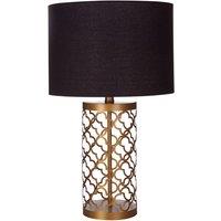 Premier Housewares Lexis Table Lamp with Copper Lattice Body & Black Shade, Black