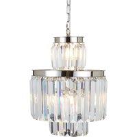 Premier Housewares Kensington Townhouse Pendant Light in Chrome with Crystals - 6 Bulbs, Silver