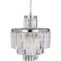 Premier Housewares Kensington Townhouse Pendant Light in Chrome with Crystals - 11 Bulbs, Silver
